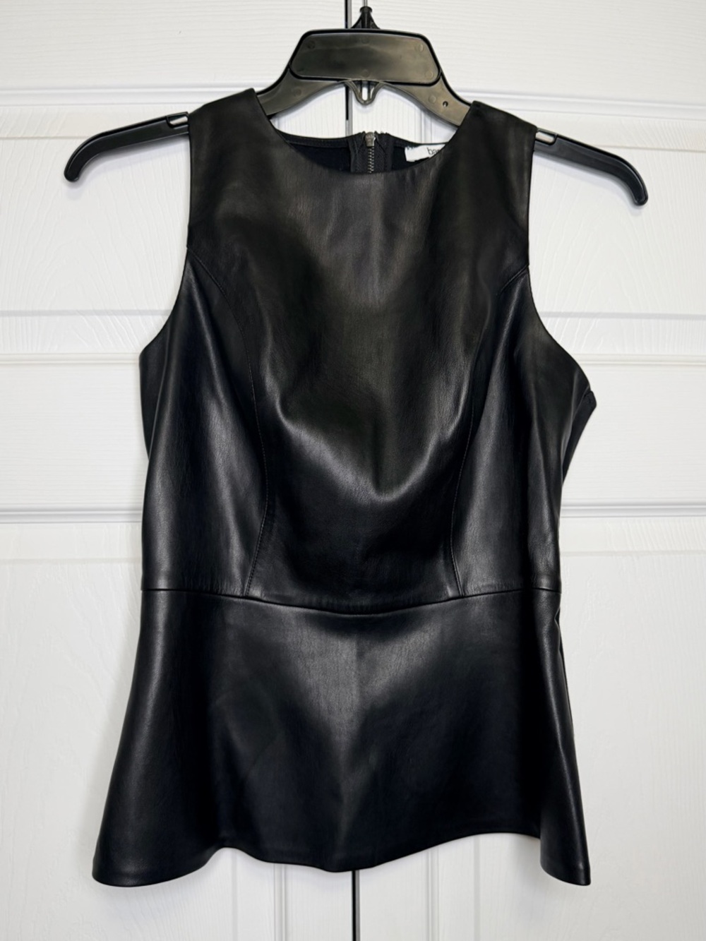 Bar III Black Faux Leather Sleeveless Top